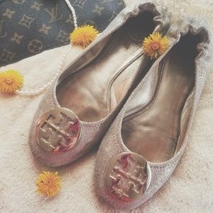 Tory Burch Minnie Travel Ballet Flat in Spark Gold